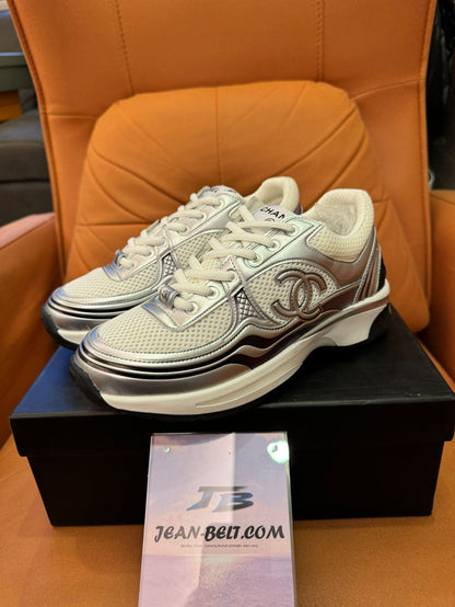 Chanel Mesh & Metallic Leather Sneakers