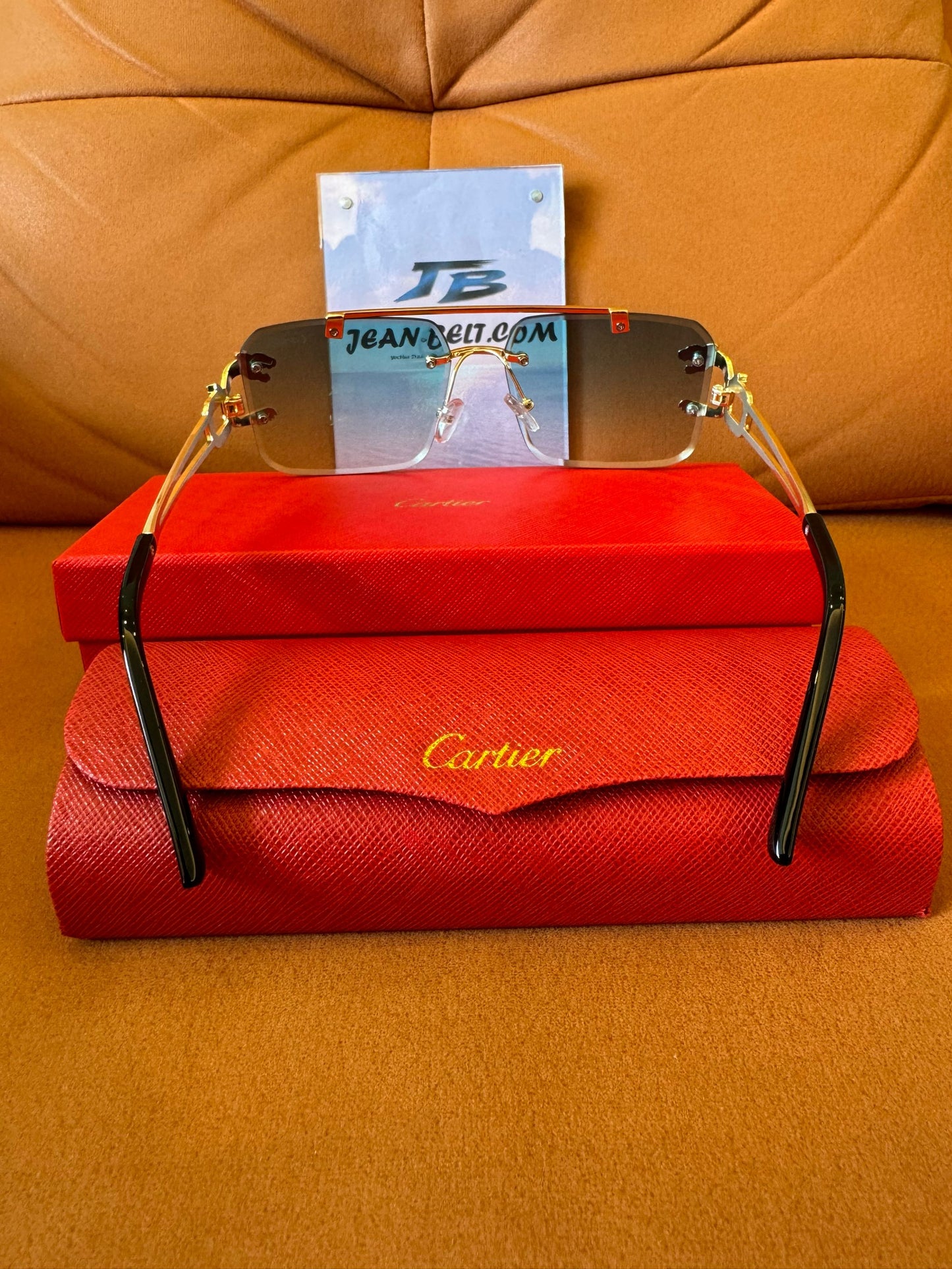 Cartier Rimless Gold Panther Sunglasses