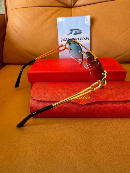 Cartier Rimless Gold Panther Sunglasses