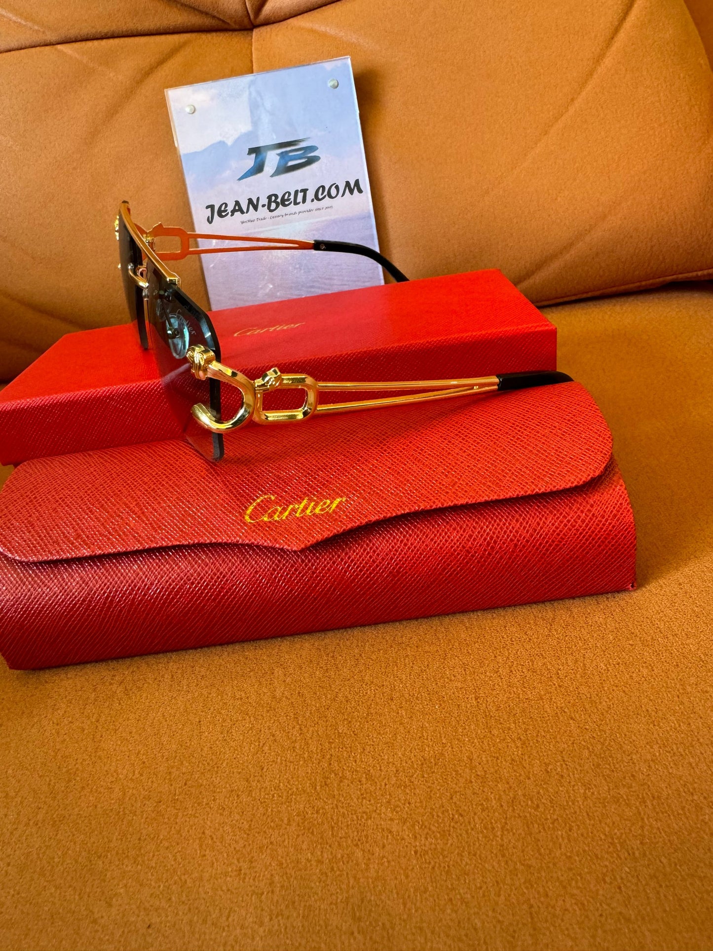 Cartier Rimless Gold Panther Sunglasses