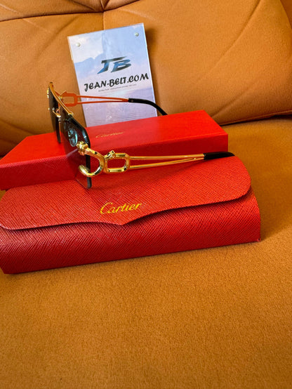 Cartier Rimless Gold Panther Sunglasses