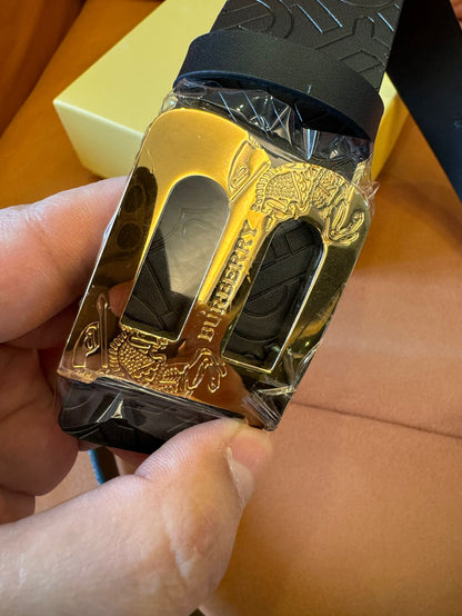Burberry Black Monogram Belt with Signature Buckle