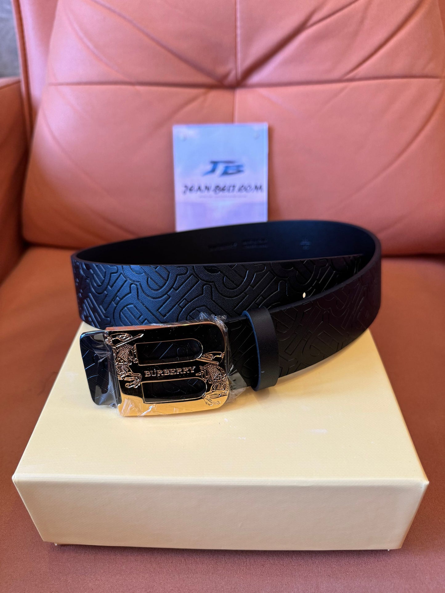 Burberry Black Monogram Belt with Signature Buckle