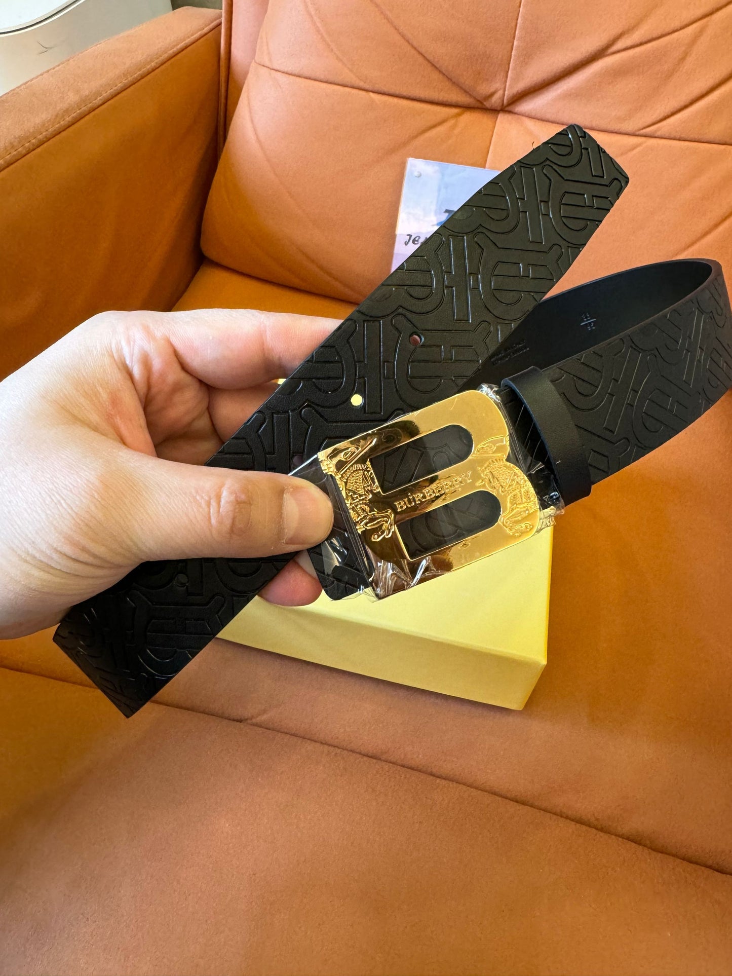 Burberry Black Monogram Belt with Signature Buckle
