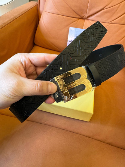 Burberry Black Monogram Belt with Signature Buckle