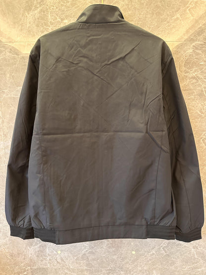 Off-White black jacket with "Explore the World" embroidery