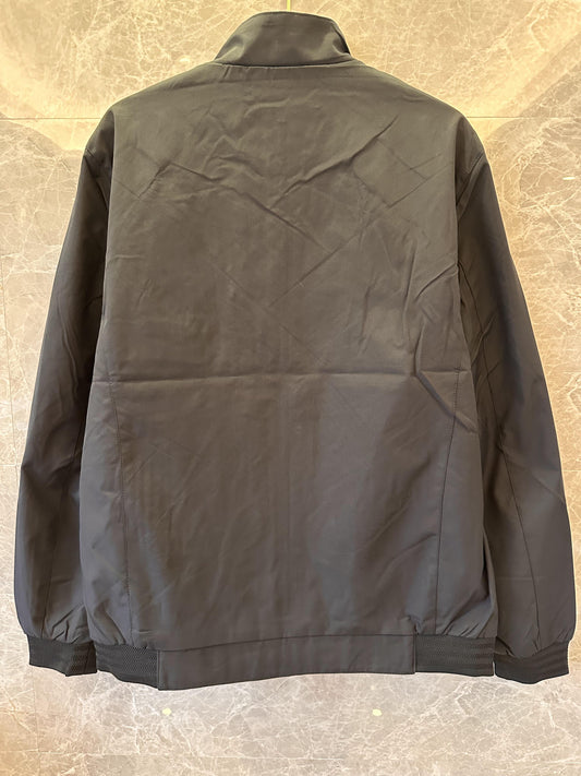 Off-White black jacket with "Explore the World" embroidery