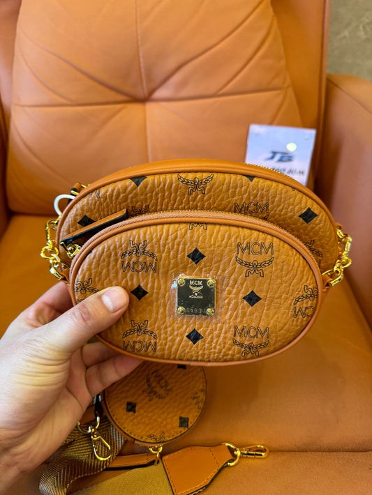MCM cognac visetos multi pochette crossbody Slingbag