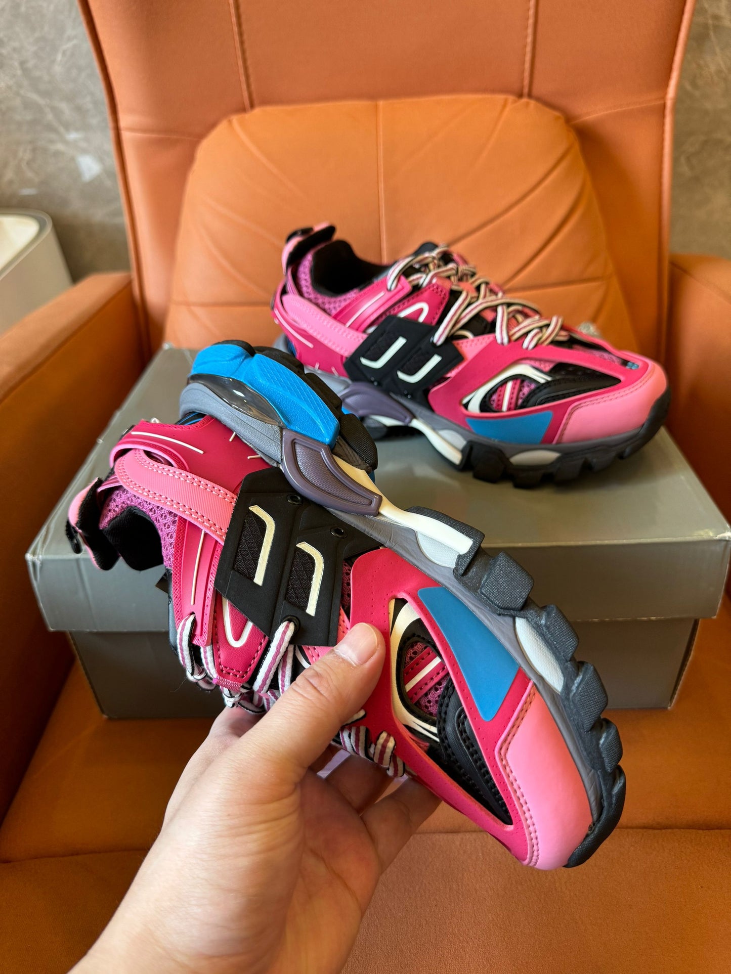 Balenciaga Track 2 Sneakers Pink/Black/Blue"