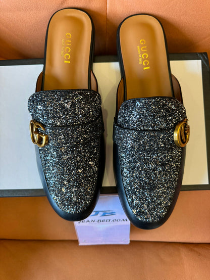 Mulas Gucci com glitter e freio de cavalo