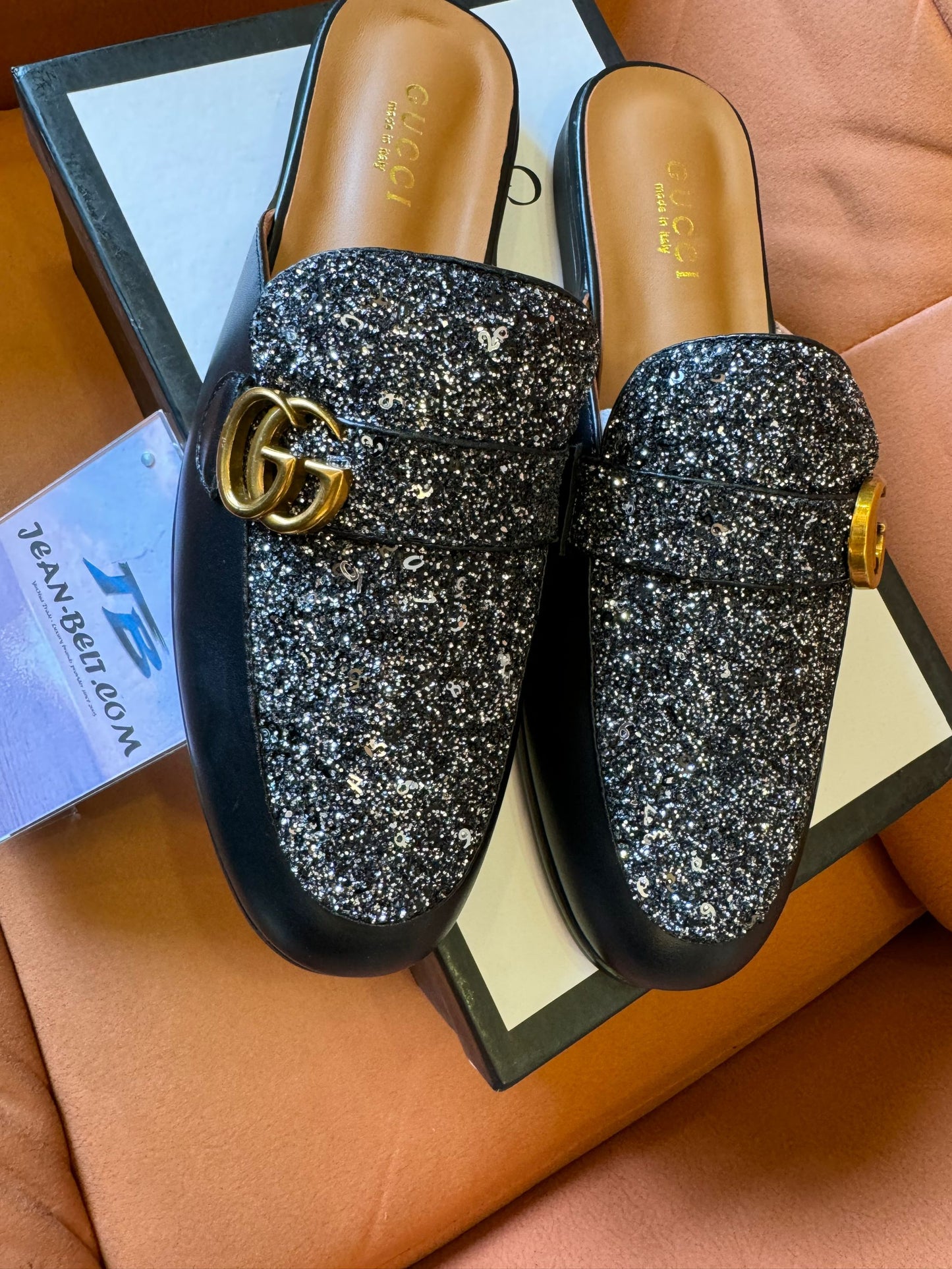 Mulas Gucci com glitter e freio de cavalo