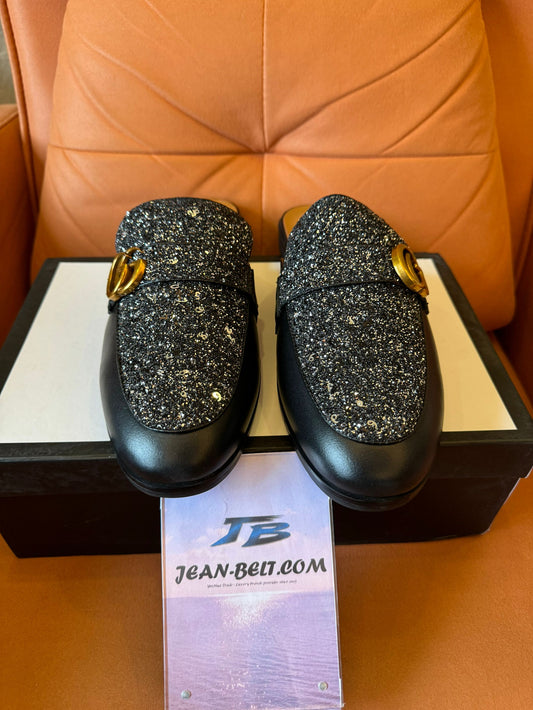 Mulas Gucci com glitter e freio de cavalo