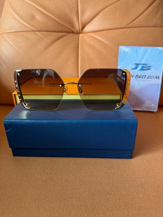 Óculos de sol Louis Vuitton My LV com corrente - armação dourada com lentes marrons degradê