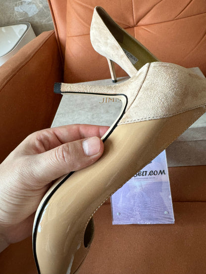 Sandálias de salto alto Jimmy Choo, com detalhes em couro, salto agulha