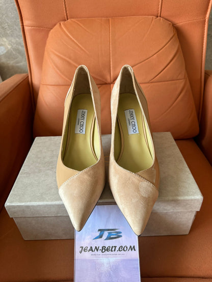 Sandálias de salto alto Jimmy Choo, com detalhes em couro, salto agulha
