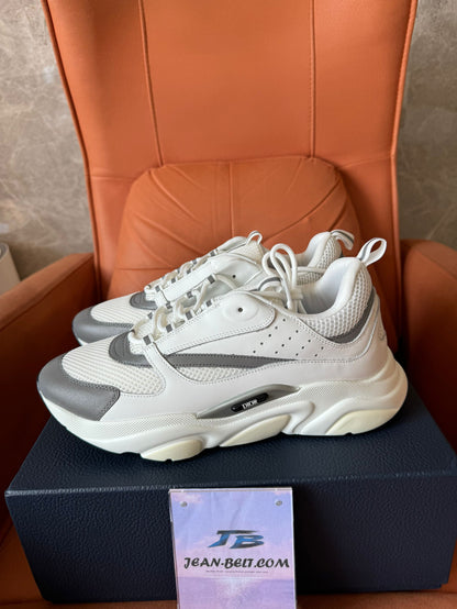 Tênis Dior B22 em malha e couro – branco/cinza