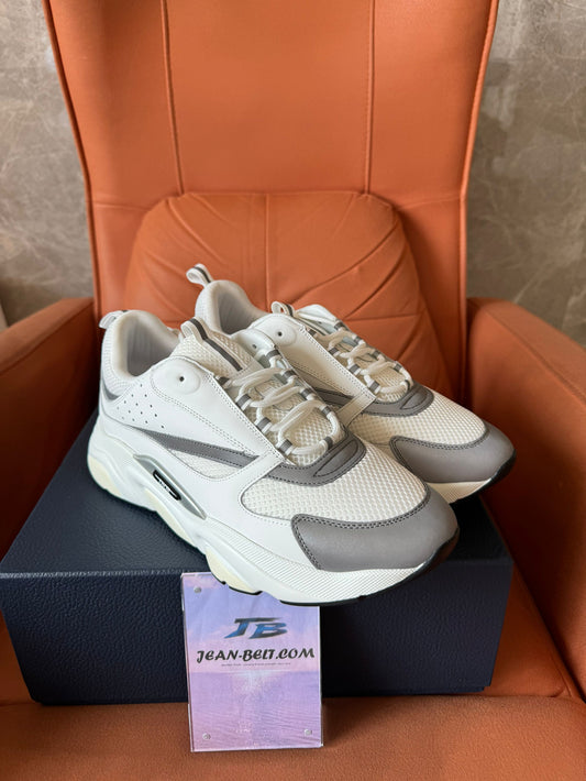 Zapatillas Dior B22 de malla y piel – blanco/gris