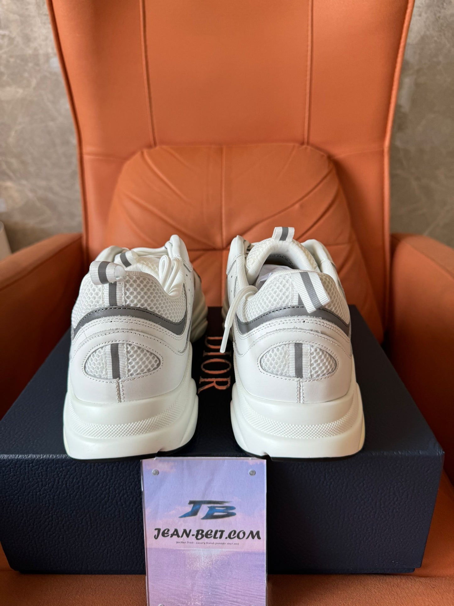 Tênis Dior B22 em malha e couro – branco/cinza