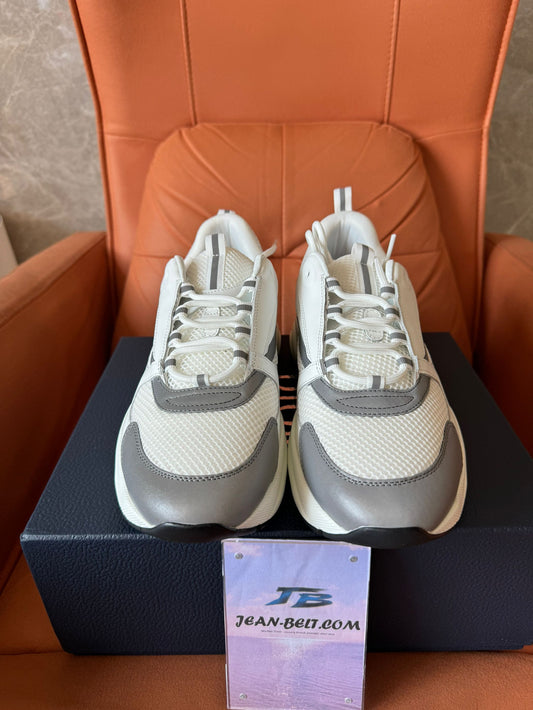 Zapatillas Dior B22 de malla y piel – blanco/gris