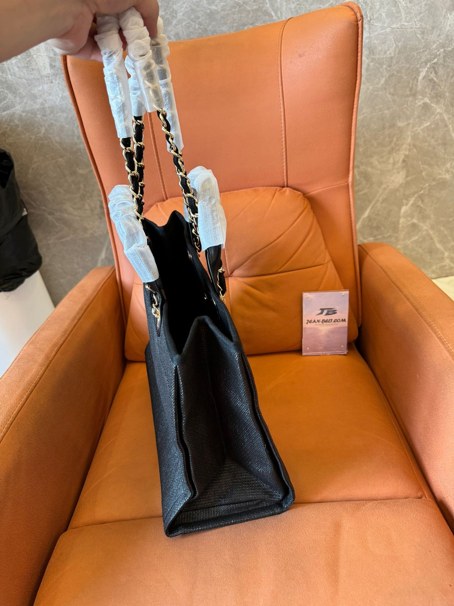 Mala de Compras Grande Chanel Deauville em Tweed/Pele Preta