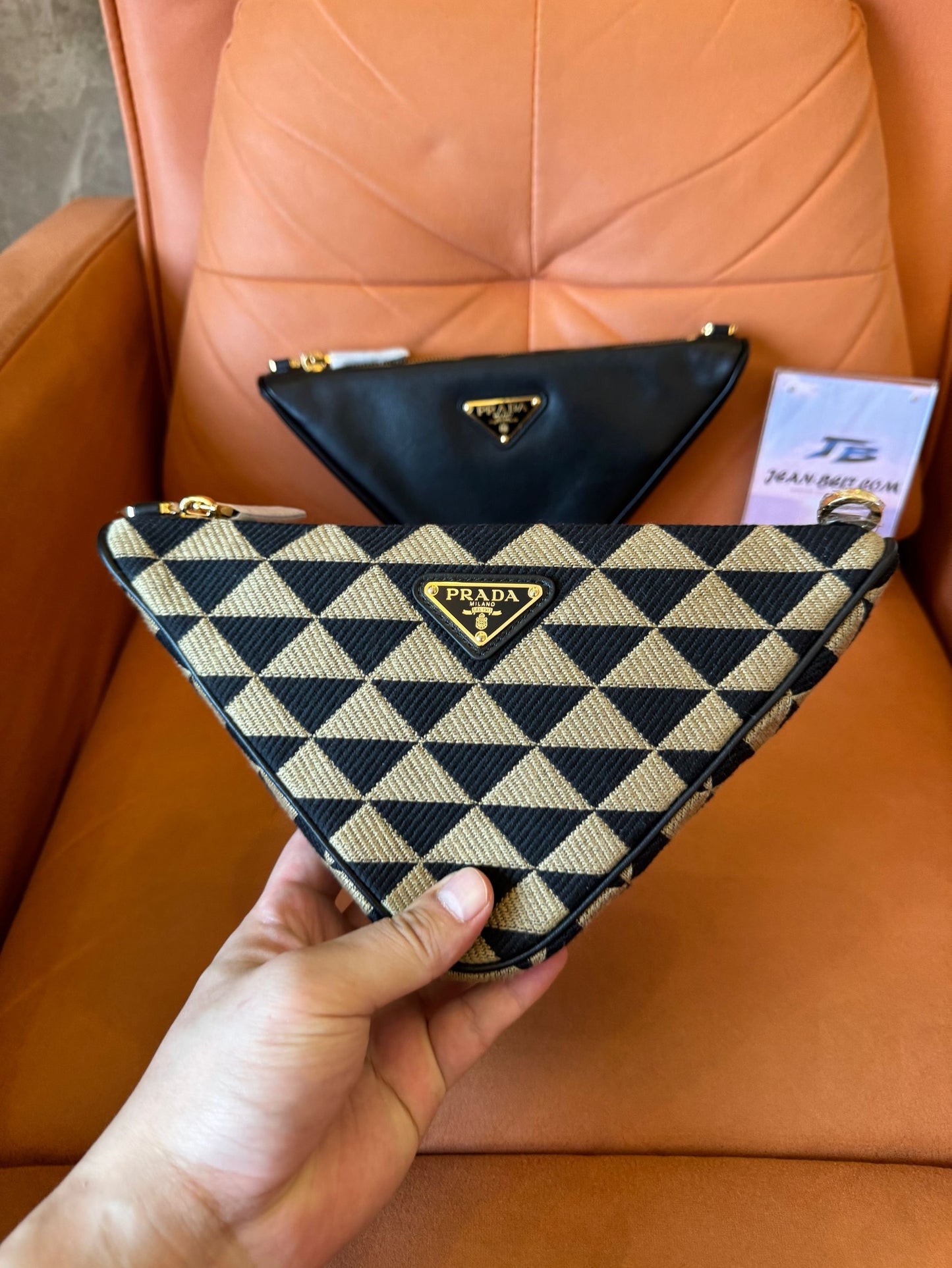 Prada bolso de hombro con símbolo triangolo en jacquard
