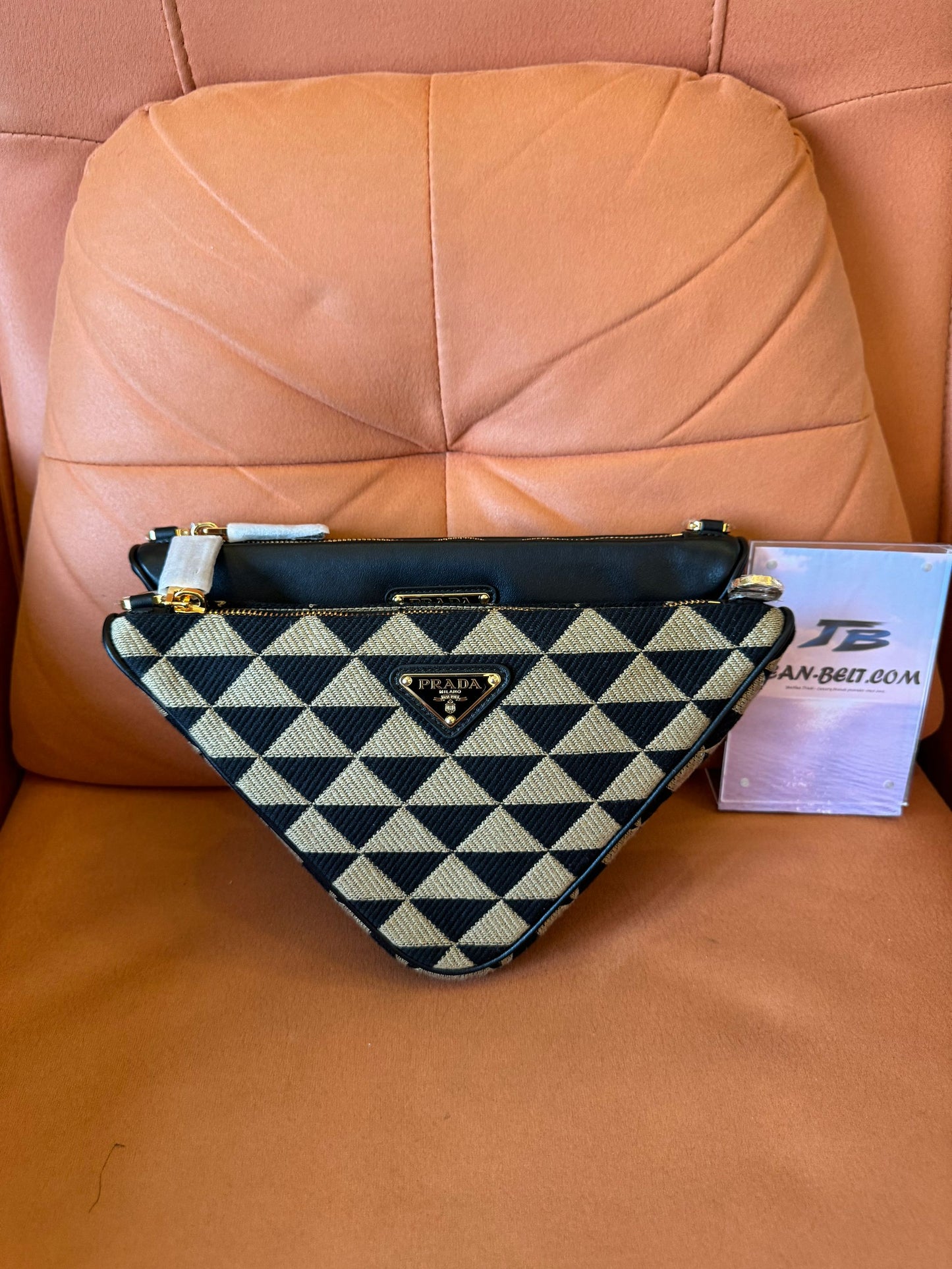 Prada bolso de hombro con símbolo triangolo en jacquard