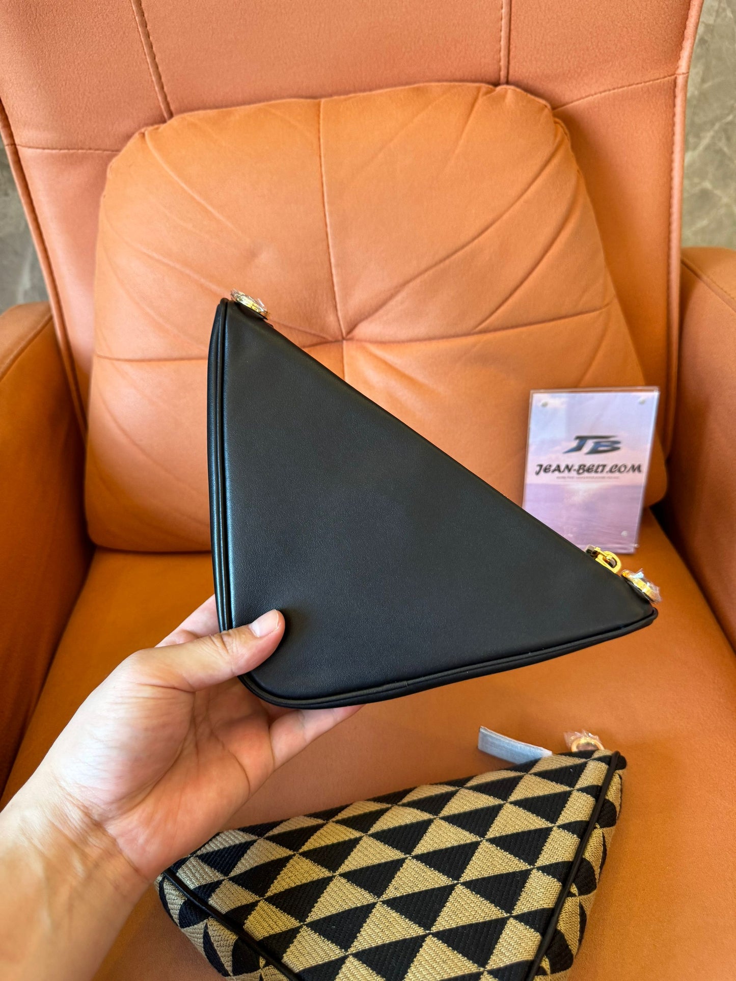 Prada bolso de hombro con símbolo triangolo en jacquard