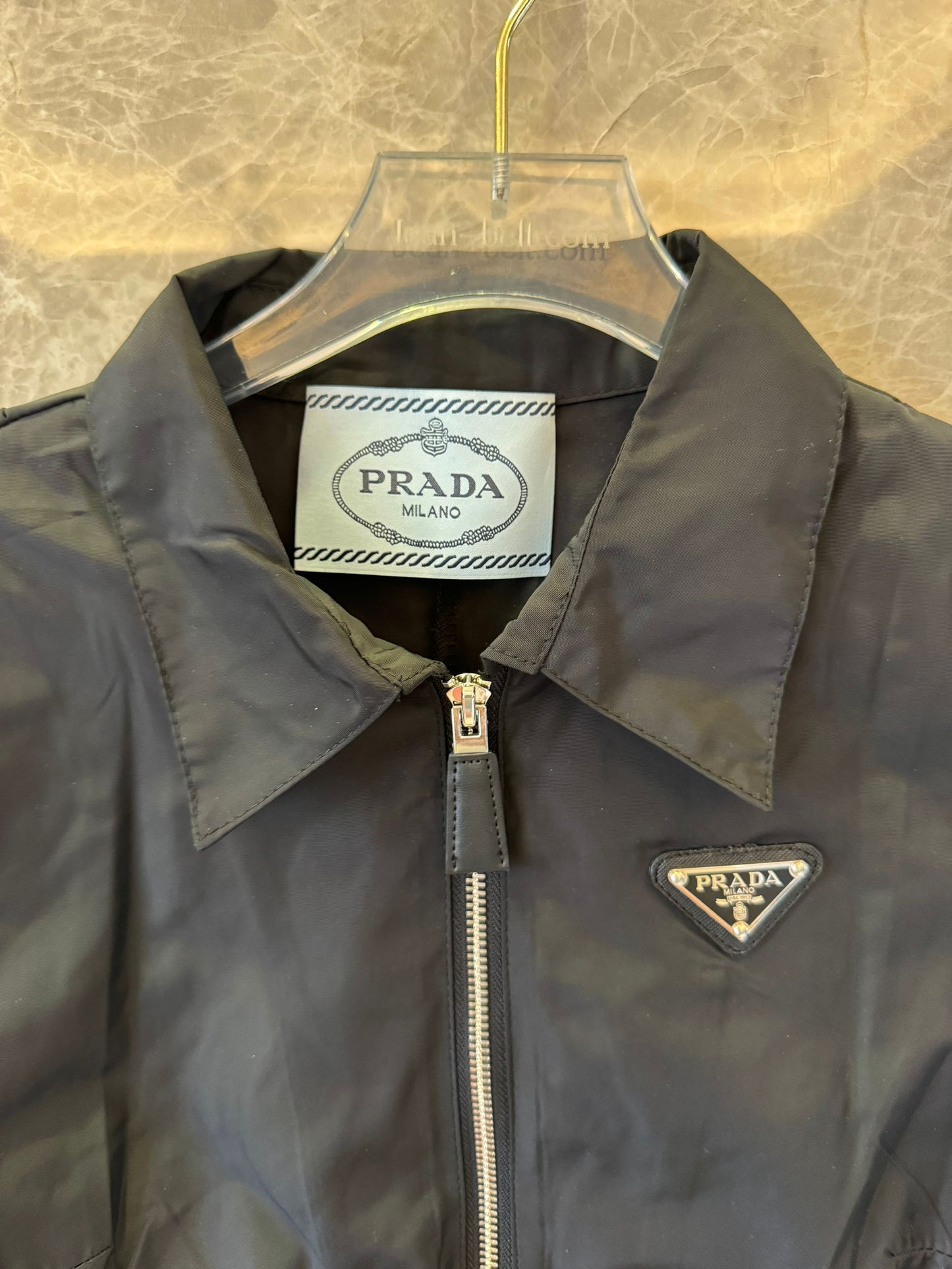Prada black nylon short sleeve shirt dress