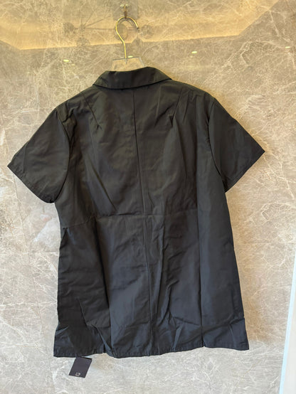 Prada black nylon short sleeve shirt dress