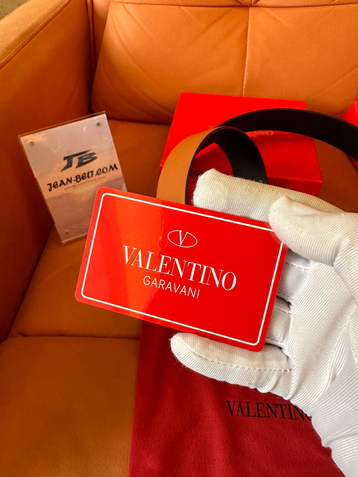 Valentino Garavani Cinturón VLOGO de piel reversible - camel