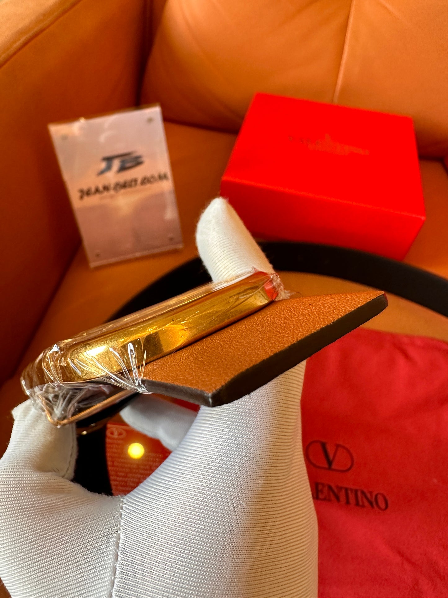 Valentino Garavani Cinturón VLOGO de piel reversible - camel