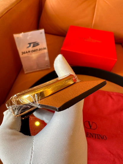 Valentino Garavani Cinturón VLOGO de piel reversible - camel