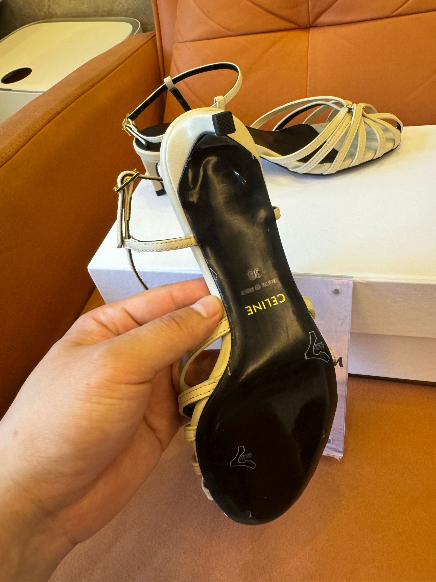 Celine Lambskin Triomphe Sandals