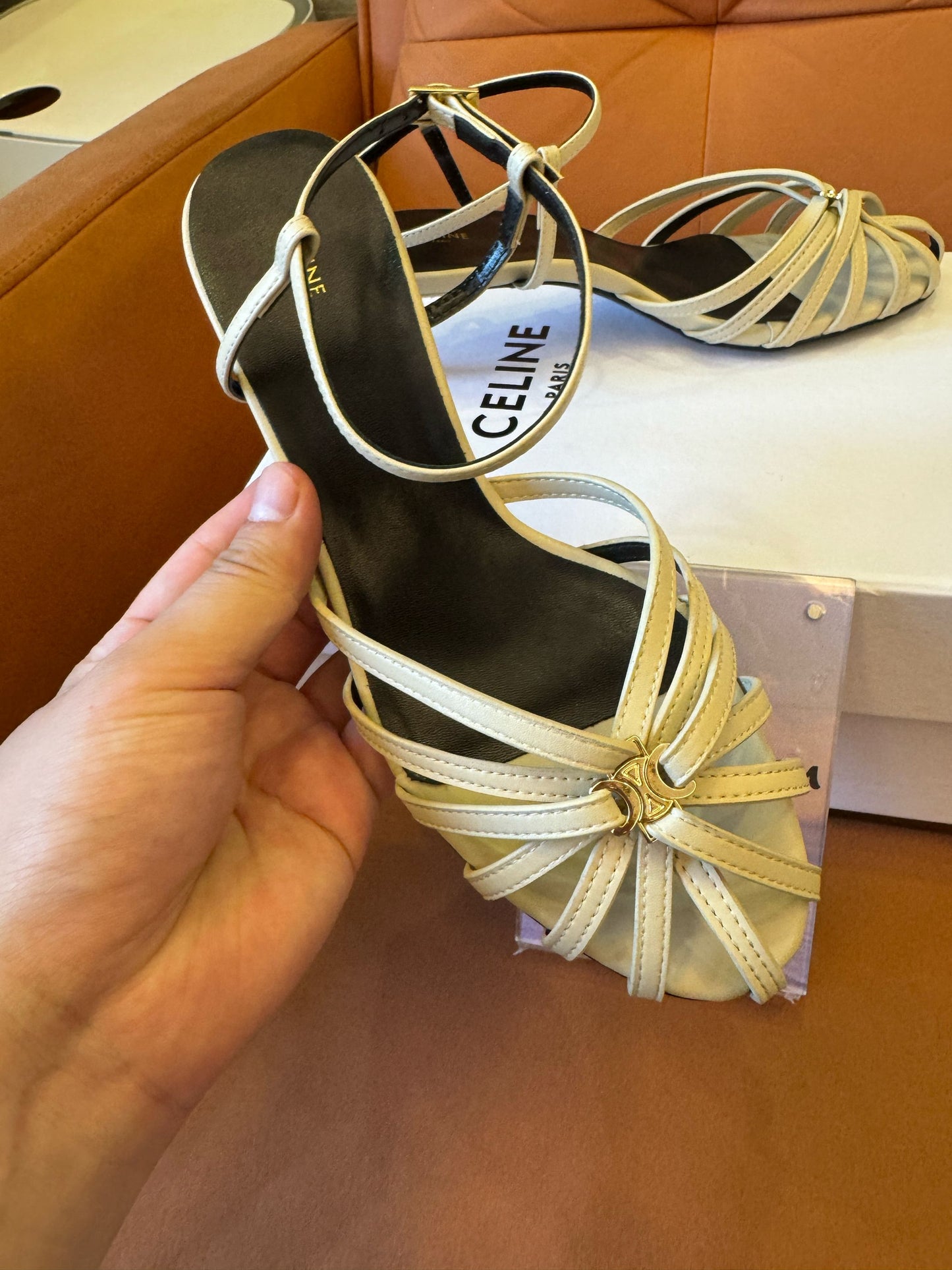 Celine Lambskin Triomphe Sandals