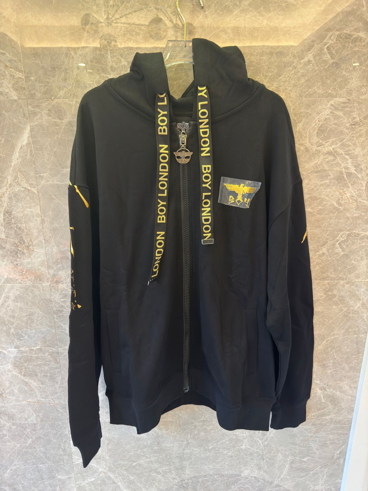 Boy London Black Hoodie with Golden Graphic Design