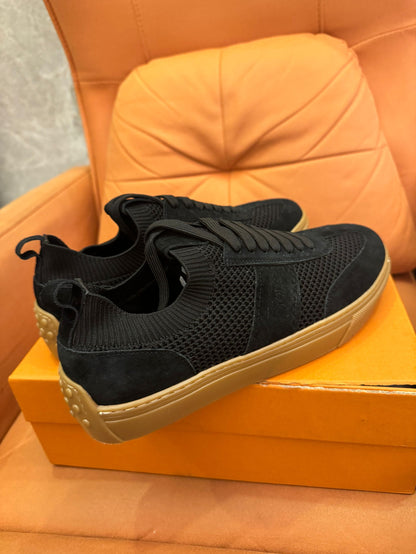 Tod's men's black mesh suede sneakers