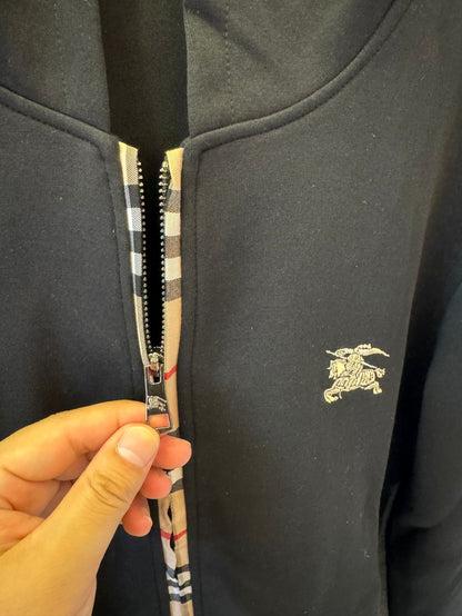 Burberry Classic Hoodie with Plaid Trim