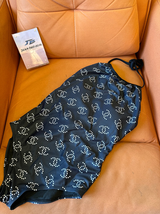 Chanel Black Monogram One-Piece Swimsuit