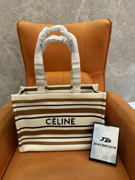 Celine Striped Canvas Tote Bag