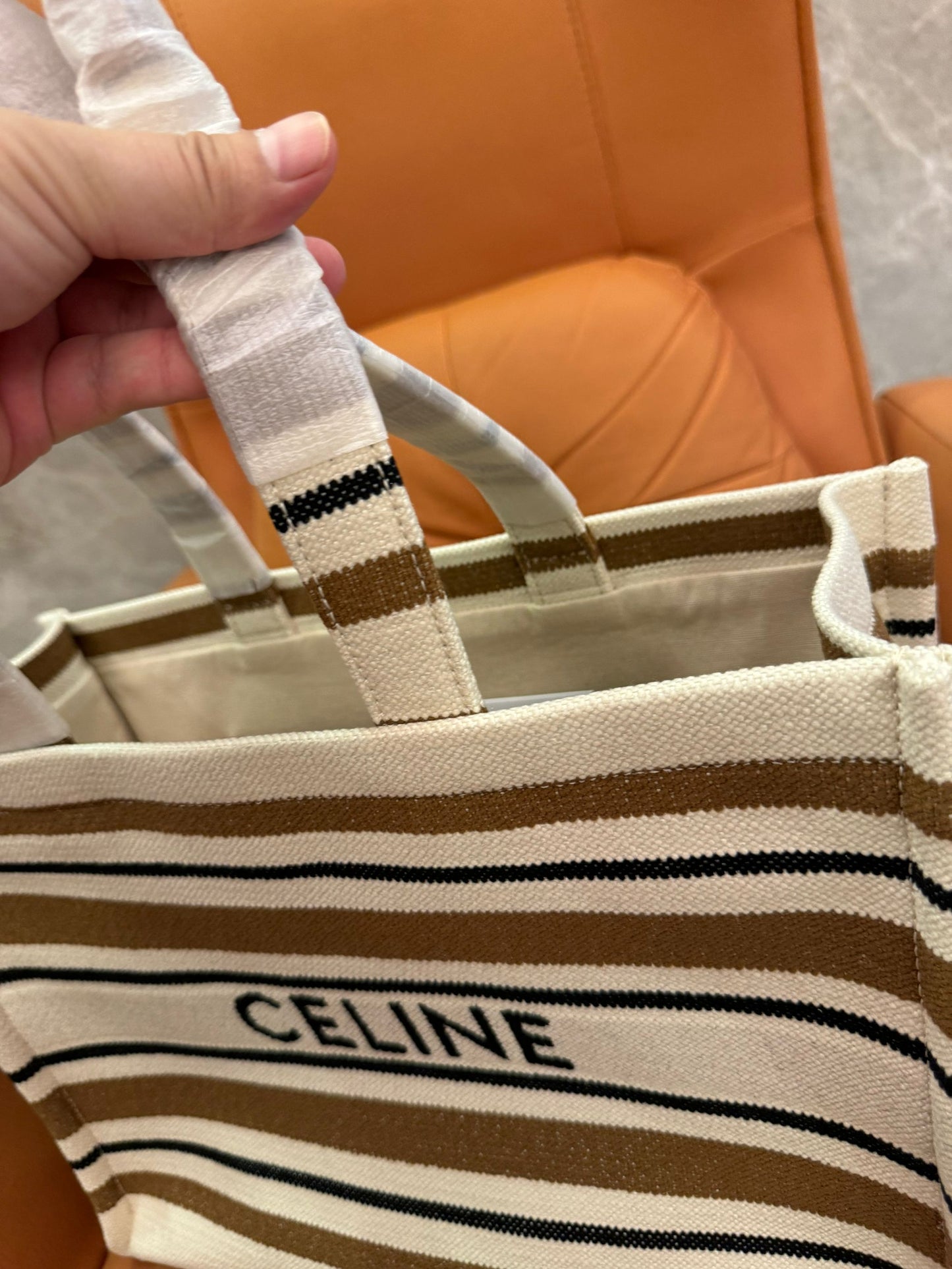 Mala Tote Celine em Lona Listrada