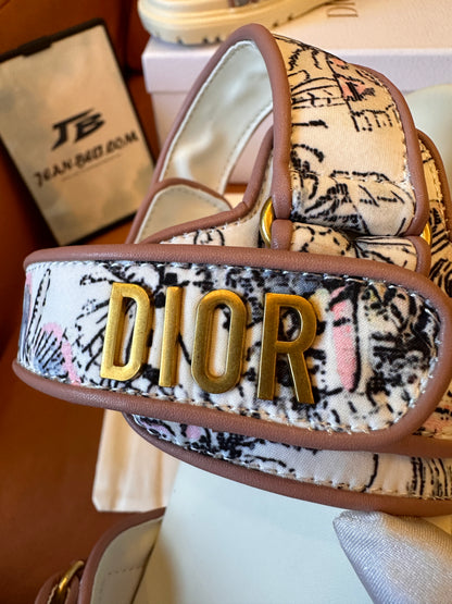 Sandalias de lona con bordado oblicuo de Christian Dior y tiras ajustables