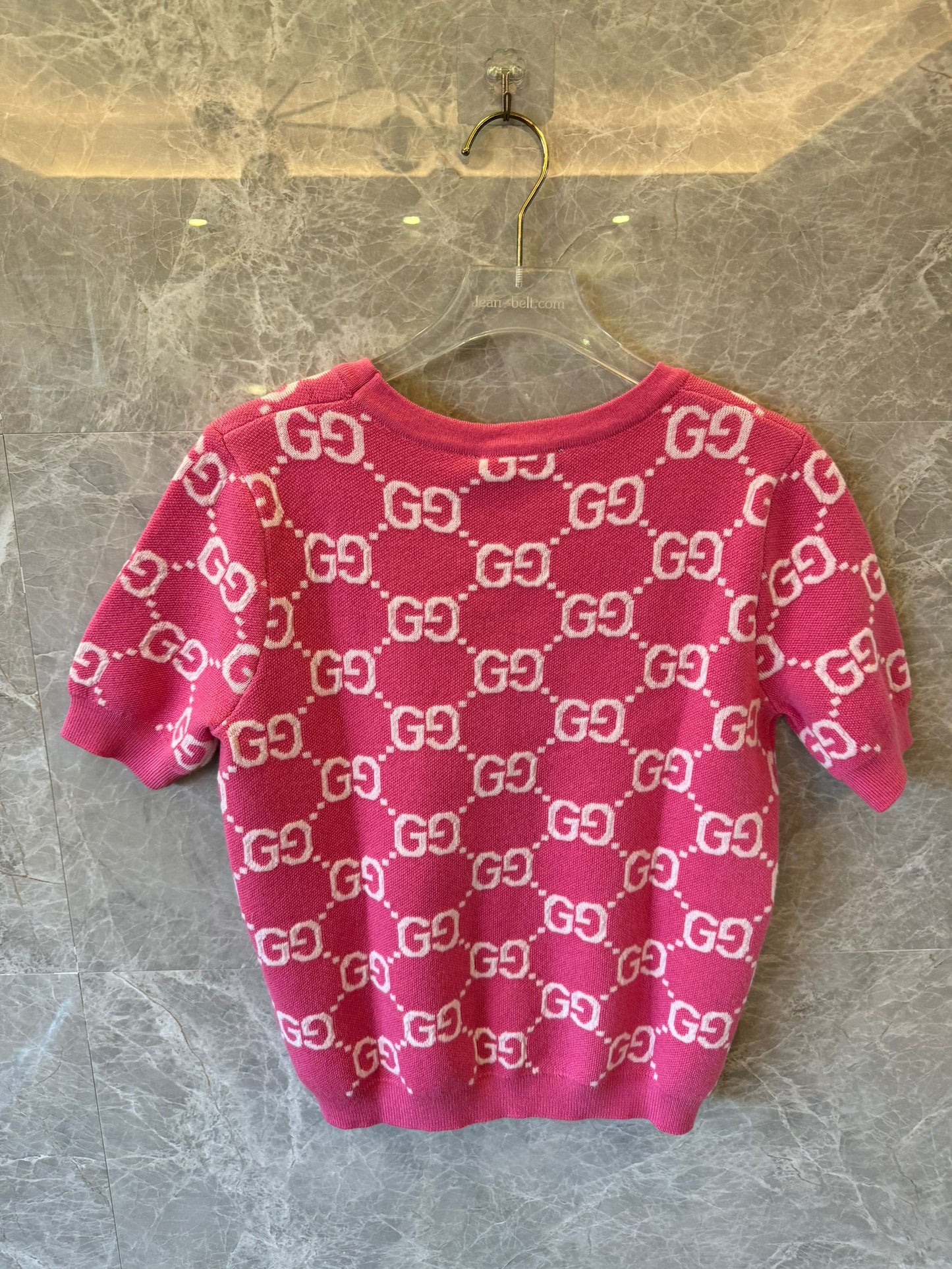 Top de punto con monograma GG rosa para mujer de Gucci