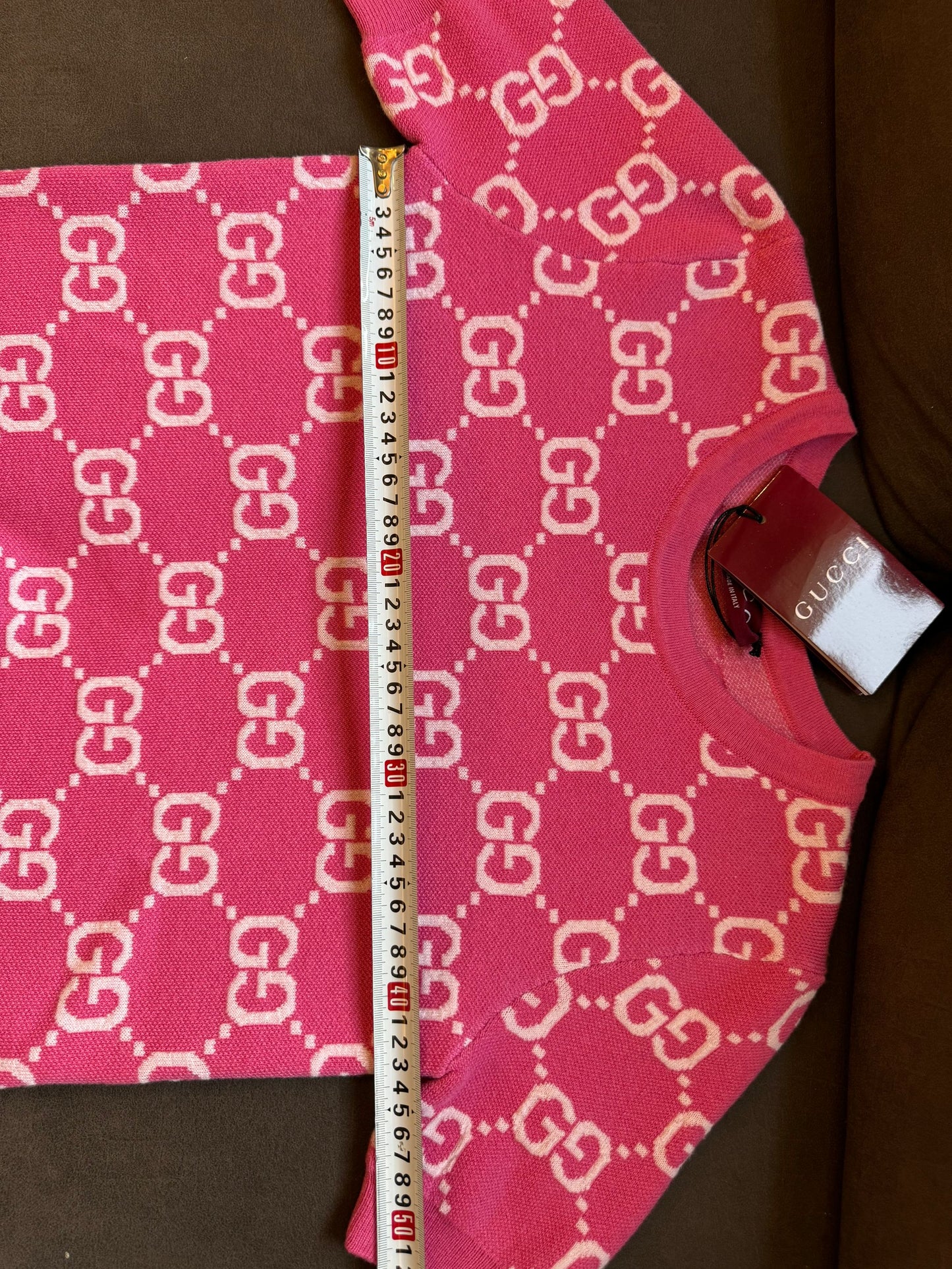 Top de punto con monograma GG rosa para mujer de Gucci