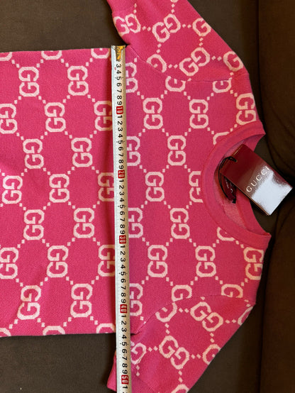 Top de punto con monograma GG rosa para mujer de Gucci