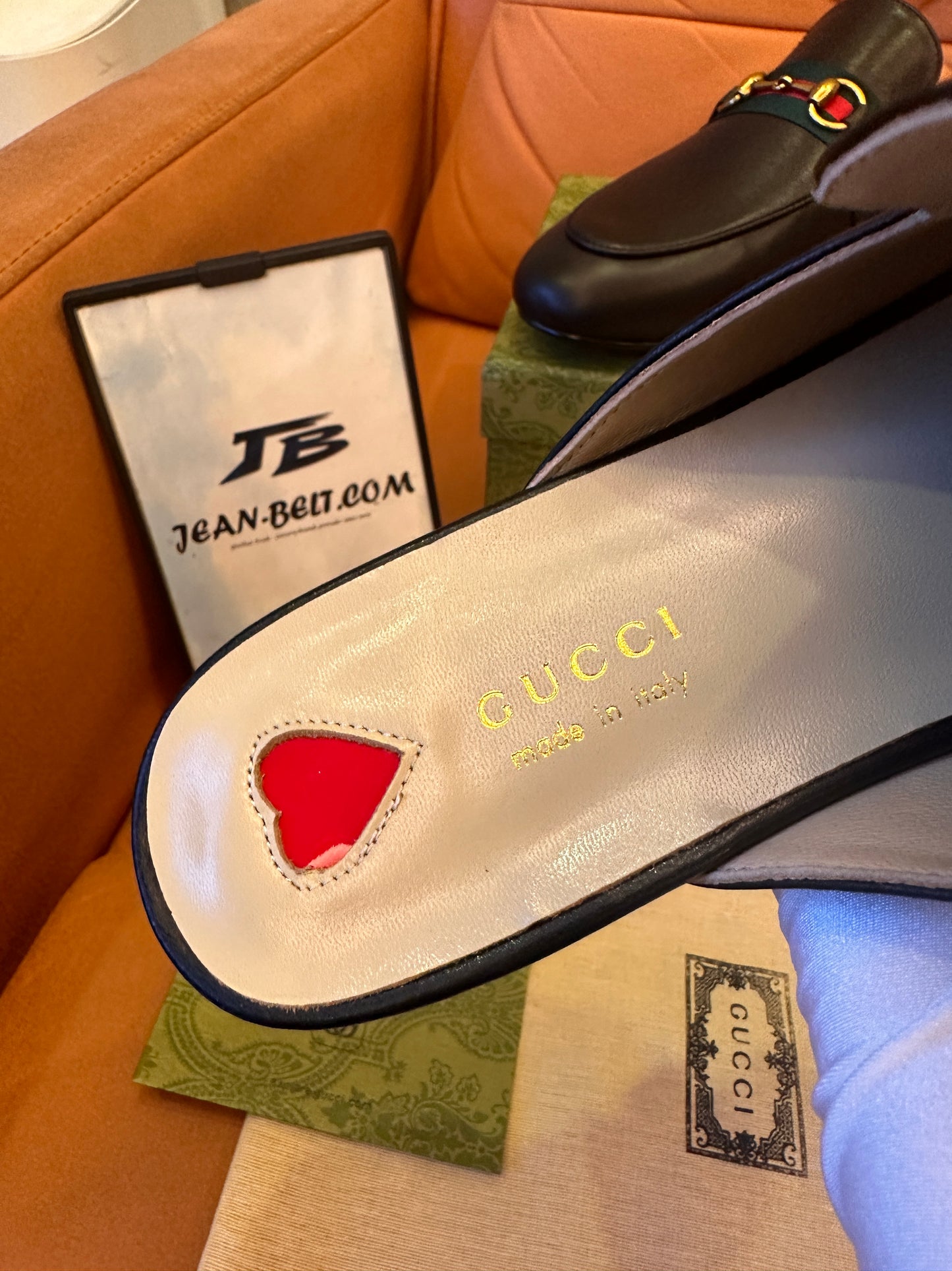 Mulas de couro Gucci Princetown com detalhe de teia