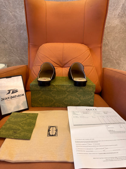 Mulas de couro Gucci Princetown com detalhe de teia