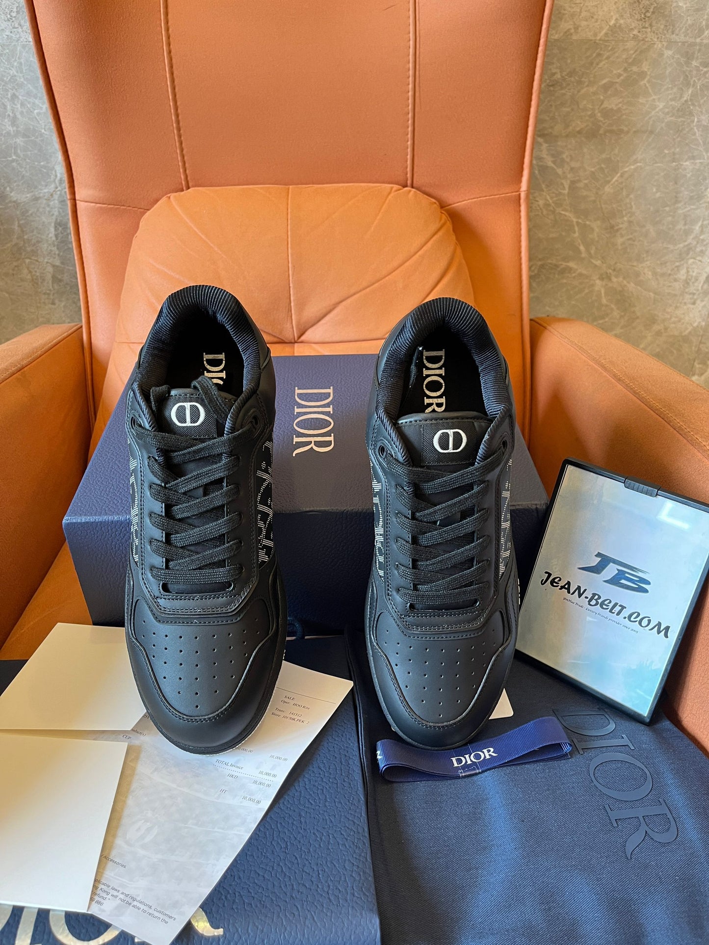 Zapatillas bajas de piel Dior negras B27 para unisex