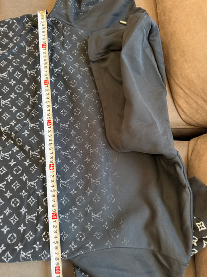 Sudadera con capucha de punto degradado con monograma de Louis Vuitton en negro