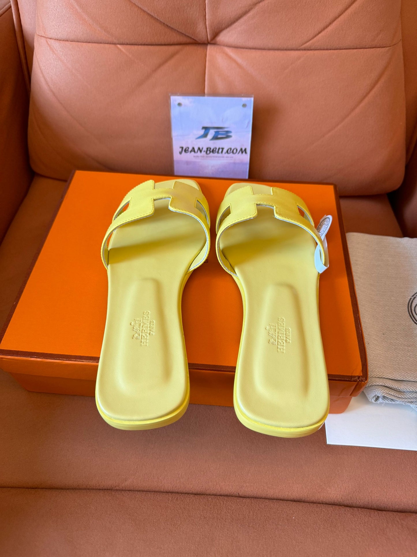Zapatilla de piel Hermes naranja Swift
