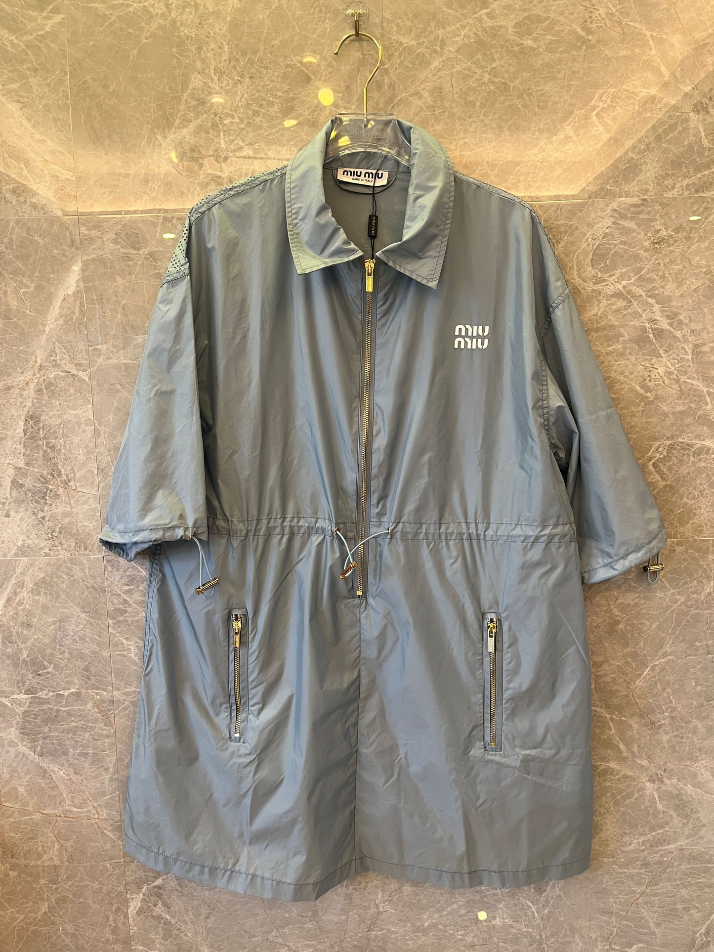 Robe mini en soie technique Miu Miu